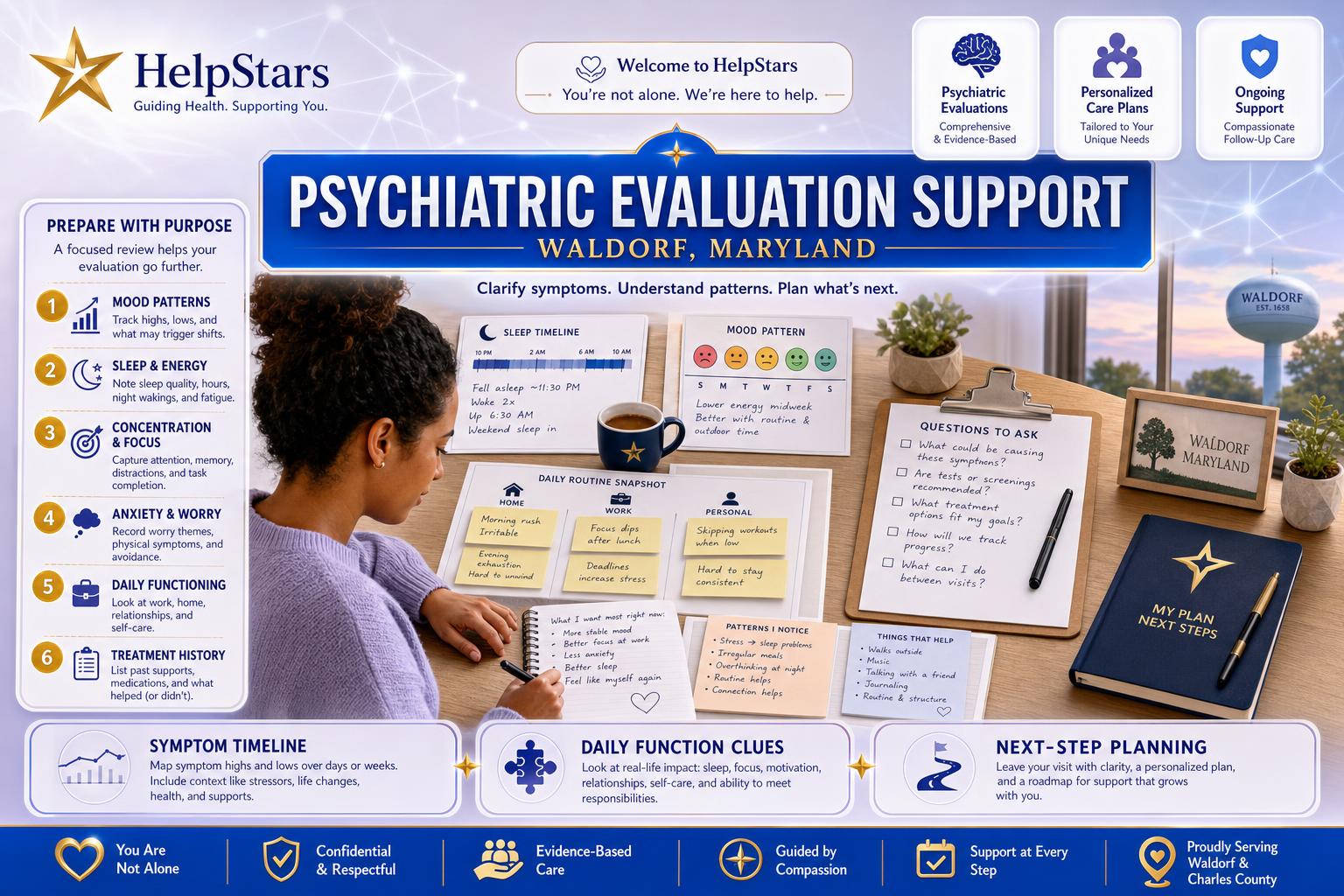 Sleep Is Off, Motivation Is Off, and the Story Keeps Changing: How a Psychiatric Evaluation Can Help Adults Serving Waldorf, Maryland