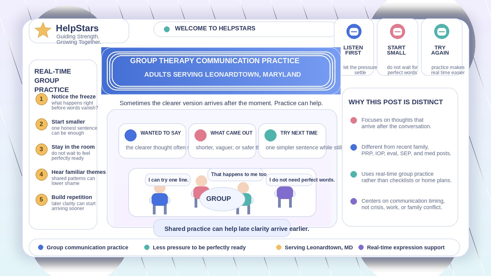 When the Right Words Only Show Up Later: Group Therapy for Adults Serving Leonardtown, Maryland